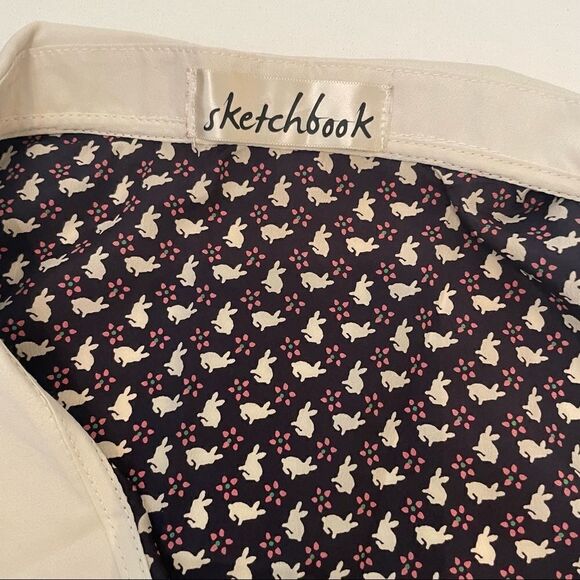 Sketchbook Anthropologie navy & white rabbit print sleeveless top Peter Pan XS - Picture 6 of 9